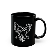 Load image into Gallery viewer, Merchandise black mug with a white owl design